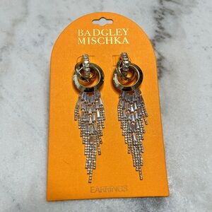 NWT Badgley Mischka Gold Interlocking Fringe Earrings